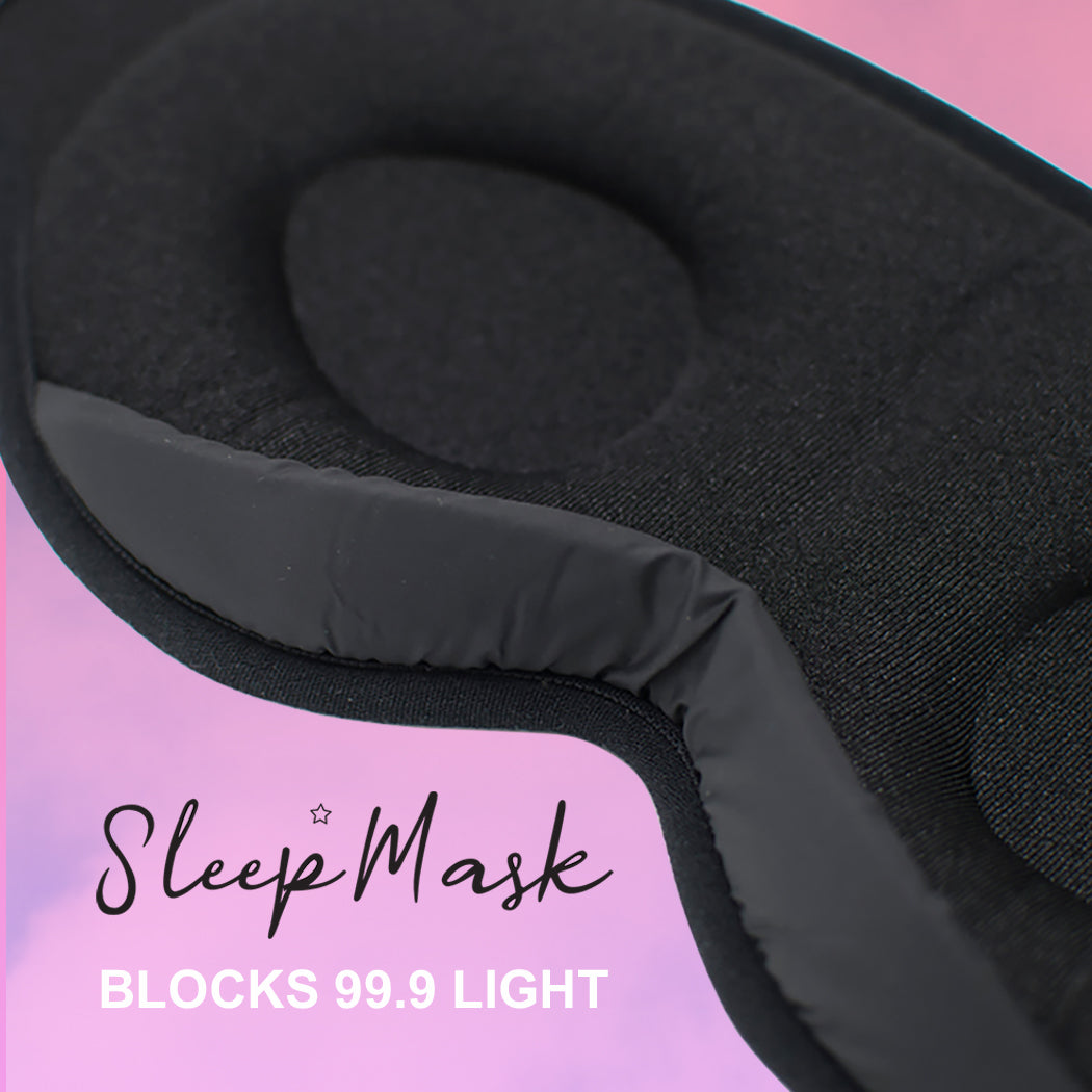 Sleep Eye Mask for Deep Sleep - Blocks 99.9% Light - Memory 3D Foam Blackout Sleep Mask for Optimal Comfort - Perfect for Travel / Black